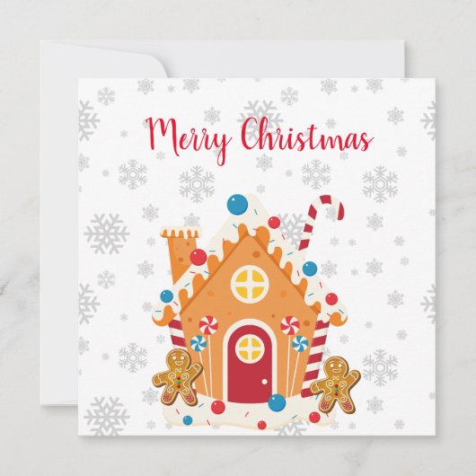 Frohe Weihnachts Gingerbread Haus mit Gingerbread Einladung (Vorderseite)