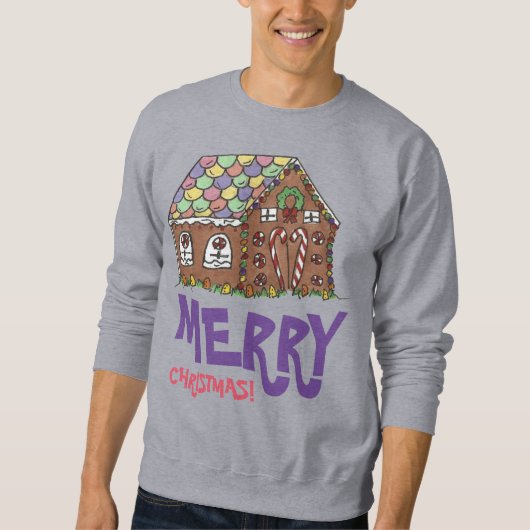 Frohe Weihnachts Gingerbread House Ugly Sweater Sweatshirt (Vorderseite)