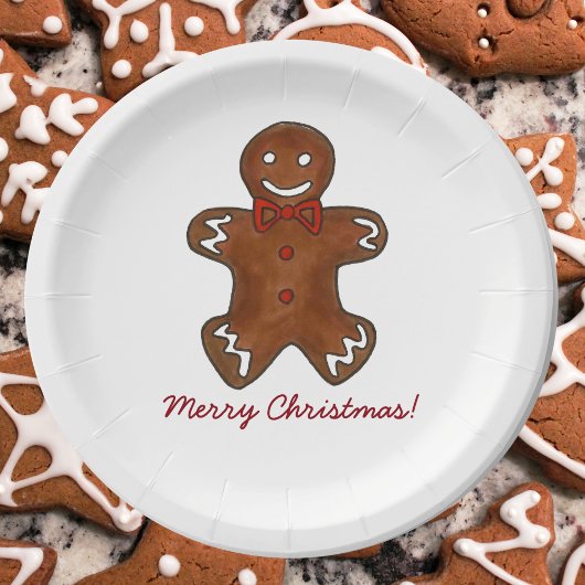 Frohe Weihnachts Gingerbread Man Holiday Cookie Pappteller