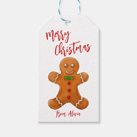 Frohe Weihnachts Gingerbread Man Holiday Geschenkt Geschenkanhänger (Vorderseite)