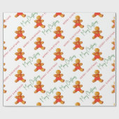 Frohe Weihnachts Gingerbread Man Pattern Skript Geschenkpapier (Flach)