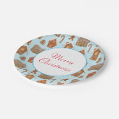 Frohe Weihnachts Gingerbread Muster Pappteller (Schrägansicht)