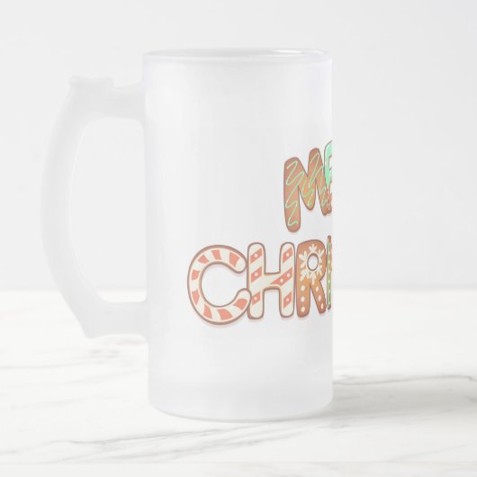 Frohe Weihnachts-Gingerbread-Typografie Mattglas Bierglas (Links)