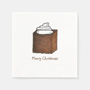 Frohe Weihnachts Gingerbrot Kuchen Whipped Cream Serviette
