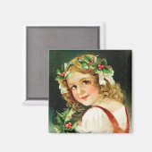 Frohe Weihnachts Girl Vintag Magnet (Vorderseite/Rückseite)