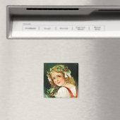 Frohe Weihnachts Girl Vintag Magnet (In Situ (Geschirrspüler))