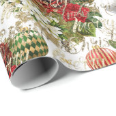 Frohe Weihnachts-Glitzer Baubles Gold Rote Rose Lu Geschenkpapier (Rolleneckpunkt)