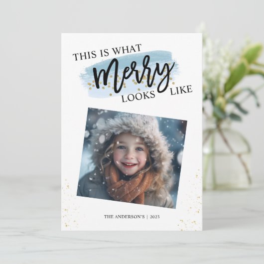 Frohe Weihnachts-Glitzer Feiertagskarte (Stehend Vorderseite)