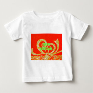 Frohe Weihnachts-Glitzer Red Text Muster Design Baby T-shirt