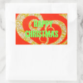Frohe Weihnachts-Glitzer Red Text Muster Design Rechteckiger Aufkleber (Tasche)