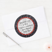 Frohe Weihnachts-Glitzer Schwarz und Rot Stickers (Umschlag)