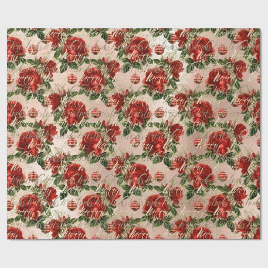 Frohe Weihnachts Glitzer Script Rose Gold Baubles Geschenkpapier (Flach)