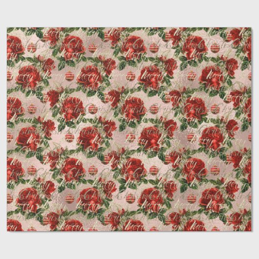 Frohe Weihnachts Glitzer Script Rose Gold Red Froz Geschenkpapier (Flach)