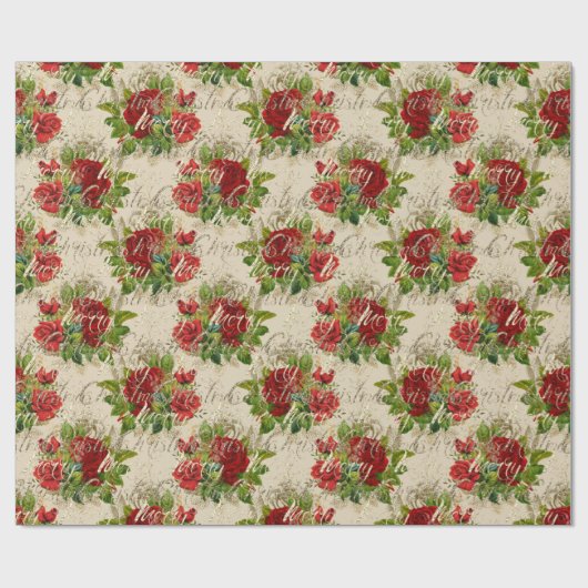 Frohe Weihnachts Glitzer Script Rose Gold Red Ivor Geschenkpapier (Flach)