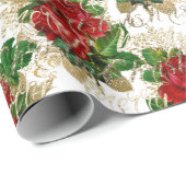Frohe Weihnachts Glitzer Script Rose Gold Red Whit Geschenkpapier (Rolleneckpunkt)