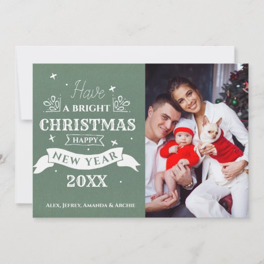 Frohe Weihnachts-Glück Neujahr Foto Typografie Karte (Vorderseite)