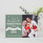 Frohe Weihnachts-Glück Neujahr Foto Typografie Karte (Stehend Vorderseite)