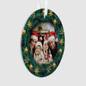Frohe Weihnachts-Glück Neujahr Kranz-Foto Ornament (Vorderseite)