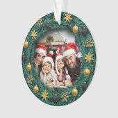 Frohe Weihnachts-Glück Neujahr Kranz-Foto Ornament (Vorderseite)