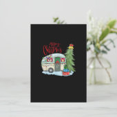 Frohe Weihnachts-glückliche Camper Funny Camping L Einladung (Stehend Vorderseite)