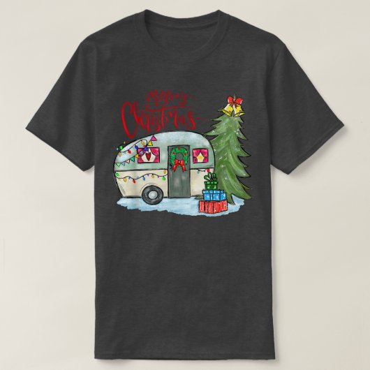 Frohe Weihnachts-glückliche Camper Funny Camping L T-Shirt (Design vorne)