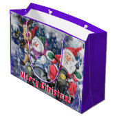 Frohe Weihnachts glückliche Freunde Funny Gift Bag Große Geschenktüte (Rückseite Schrägansicht)