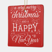 Frohe Weihnachts-glückliche Neujahrs-Foto Monogram Keramikornament (Links)