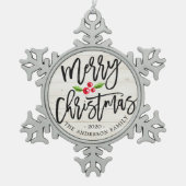 Frohe Weihnachts-glückliche Neujahrsparty Dekorati Schneeflocken Zinn-Ornament (Vorderseite)