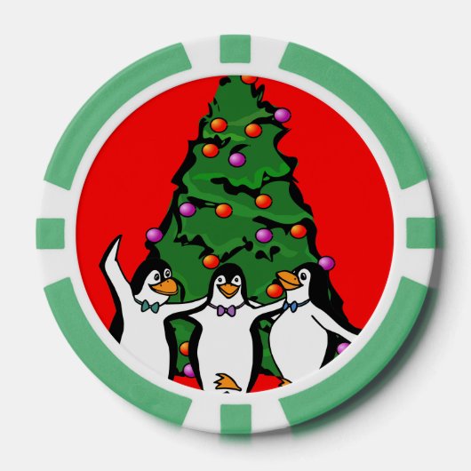 Frohe Weihnachts glückliche Pinguine Poker Chips,  Pokerchips (Vorderseite)
