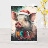 Frohe Weihnachts glückliches Baby PIG Karte (Gelbe Blume)