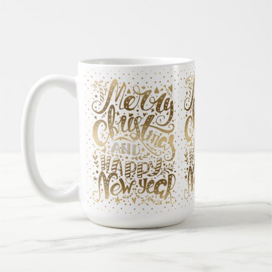 Frohe Weihnachts-Glücksspiel Neujahr Typografie Kaffeetasse (Links)