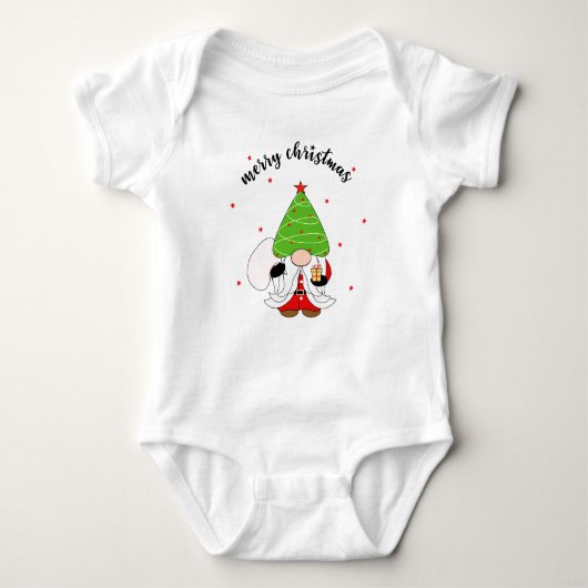Frohe Weihnachts Gnome Baby Bodysuit Baby Strampler (Vorderseite)