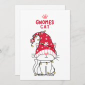 Frohe Weihnachts Gnome Cat Feiertagskarte (Vorne/Hinten)