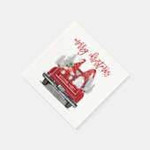 Frohe Weihnachts Gnome Couple Vintag Red Truck Serviette (Ecke)