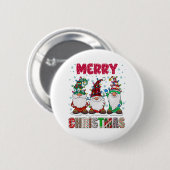 Frohe Weihnachts Gnome Familie Funny Xmas Tree Button (Vorne & Hinten)