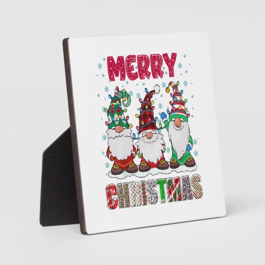 Frohe Weihnachts Gnome Familie Funny Xmas Tree Fotoplatte (Vorderseite)