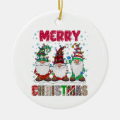 Frohe Weihnachts Gnome Familie Funny Xmas Tree Keramik Ornament (Vorne)