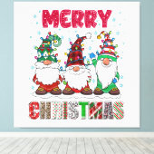 Frohe Weihnachts Gnome Familie Funny Xmas Tree Leinwanddruck (Insitu (Holzboden))