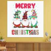 Frohe Weihnachts Gnome Familie Funny Xmas Tree Leinwanddruck (Insitu (Wohnzimmer))