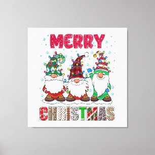 Frohe Weihnachts Gnome Familie Funny Xmas Tree Leinwanddruck