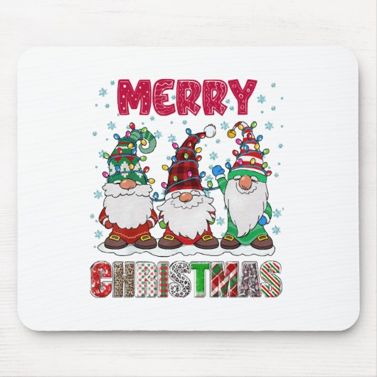 Frohe Weihnachts Gnome Familie Funny Xmas Tree Mousepad (Vorne)