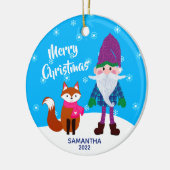 Frohe Weihnachts Gnome Fox Personalisiert Keramik Ornament (Links)
