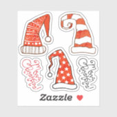 Frohe Weihnachts Gnome Hats Vinyl Aufkleber (Blatt)