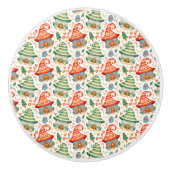 Frohe Weihnachts Gnome House Candy Cane Colorful Keramikknauf (Vorderseite)