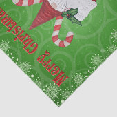 Frohe Weihnachts-Gnome im Strumpf Grüne Schneefloc Seidenpapier (Ausschnitt)