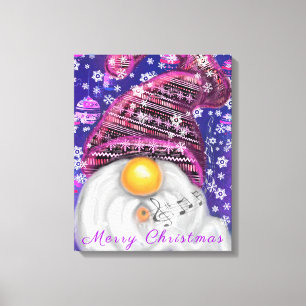 Frohe Weihnachts-Gnome in Lila Hat Canvas drucken Leinwanddruck