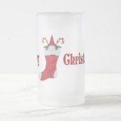 Frohe Weihnachts-Gnome in Red Strumpf Candy Canes Mattglas Bierglas (Mittel)