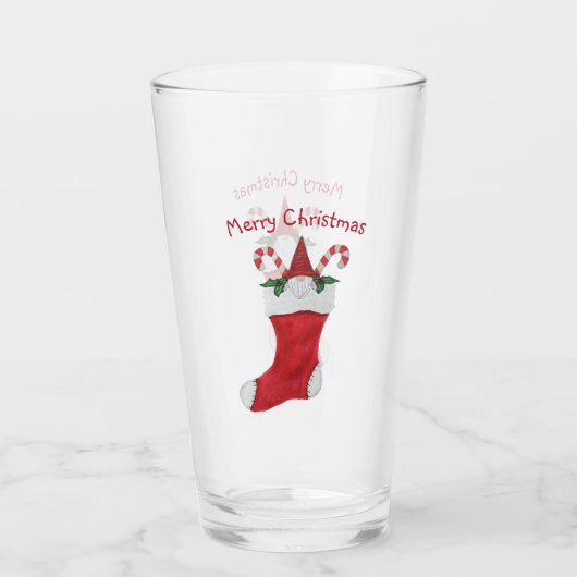 Frohe Weihnachts-Gnome in Strumpf Candy Canes Glas (Rückseite)