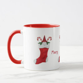 Frohe Weihnachts-Gnome in Strumpf Green Holly Tasse