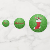 Frohe Weihnachts-Gnome in Strumpf Green Wirbel Konfetti (Rückseiten)